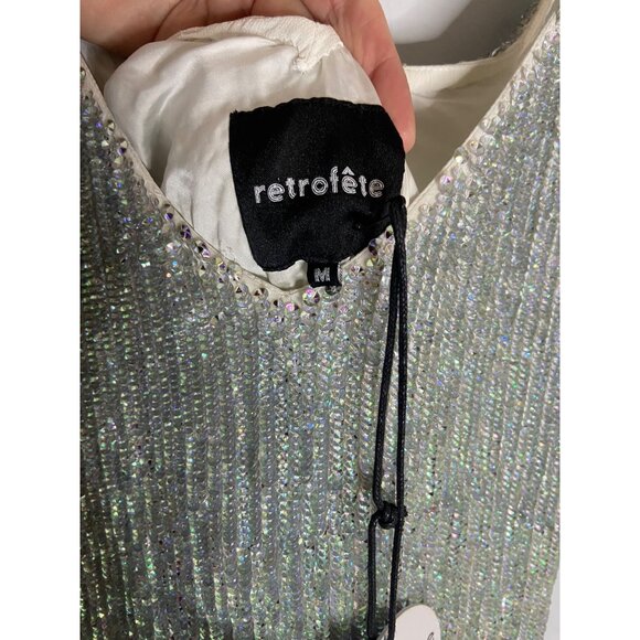 **NWT (flaw) Retrofete Denisa Sequin V-Neck Sleeveless Cocktail Dress-sz Medium - Picture 7 of 16